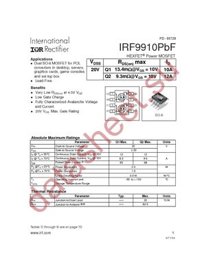 IRF9910PBF datasheet  